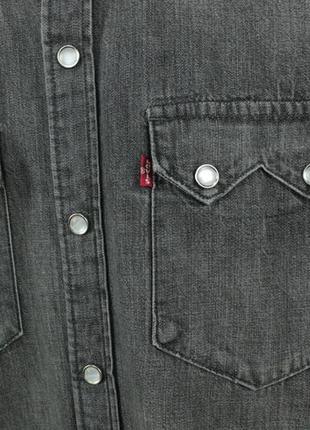 Качественная джинсовая рубашка levi's barstow western regular fit gray denim shirt4 фото