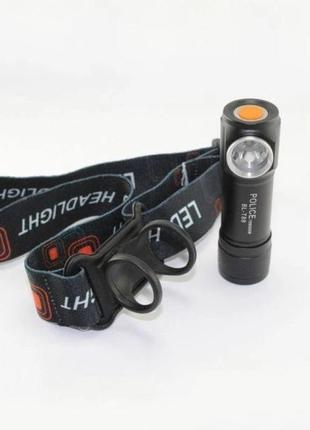 Налобный фонарь police bl-2155-xpe + встроенный аккумулятор + usb, мощный аккумуляторный налобный фонарик6 фото