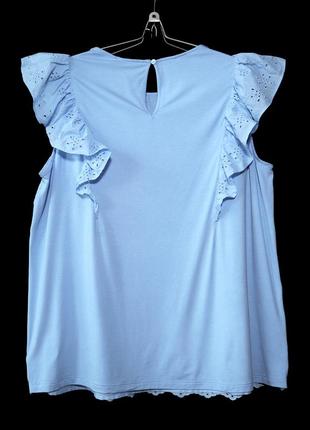 Ніжна блакитна блузка з прошви з рюшами р.202 фото
