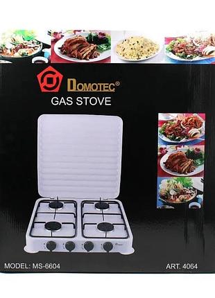 Газова плита domotec ms 6604 (настільна 4 конфорки)
