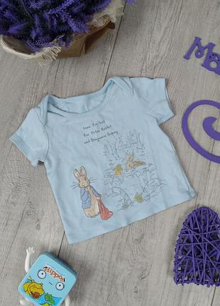 Футболка для мальчика peter rabbit голубая размер 68 (3-6 месяцев)