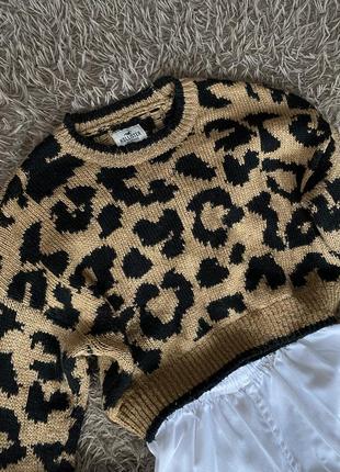 Леопардовий короткий светр, кофта2 фото