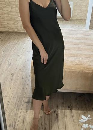 Сатиновое платье-миди слипдресс комбинация