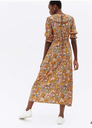 Многоярусное свободное платье миди с оборкой на воротнике 50-52 размер new look4 фото