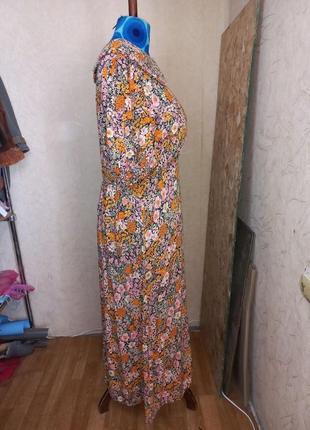 Многоярусное свободное платье миди с оборкой на воротнике 50-52 размер new look8 фото