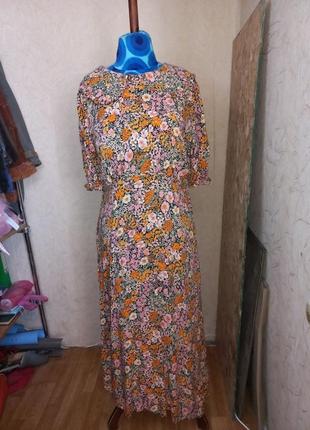 Многоярусное свободное платье миди с оборкой на воротнике 50-52 размер new look5 фото