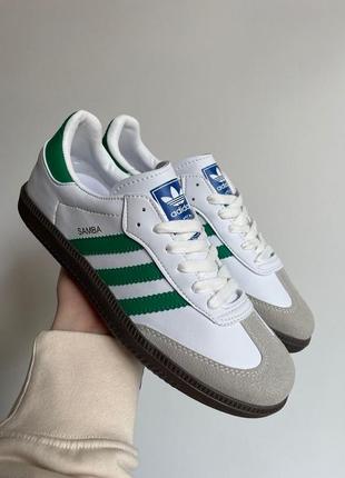 Кросівки adidas samba white green2 фото