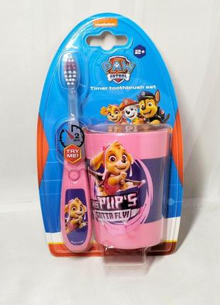 Набор зубной щетки и стаканчик розовая nickelodeon paw patrol.