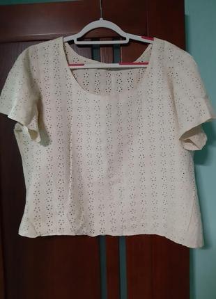 Коротка бавовняна блуза/топ з прошви 20-22 розміру1 фото