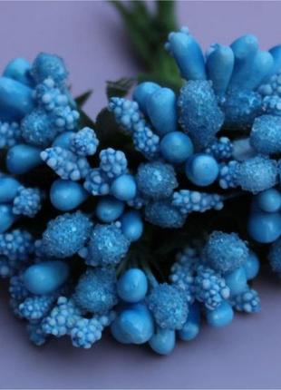 Тычинки голубые – реалистичное и великолепное дополнение к шикарным букетам из мыльных цветов