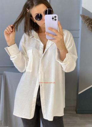 Красивая рубашка туника белая тонкая модель оверсайз с 8-12