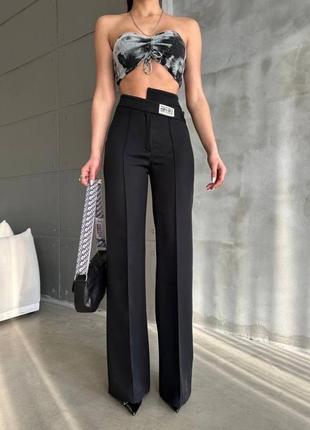 Однотонні жіночі палаццо штани висока прямі брюки софт легкі жіночі кюлоти кльош посадка класичні об‘ємні прямі широкі