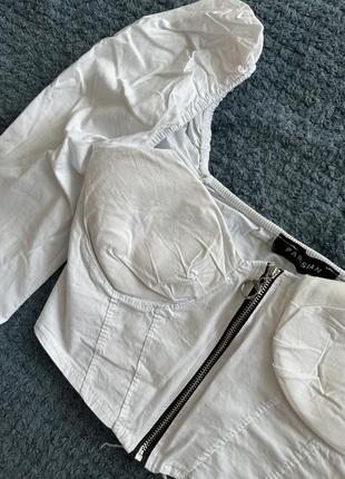Котонова блузка корсет на молнії2 фото