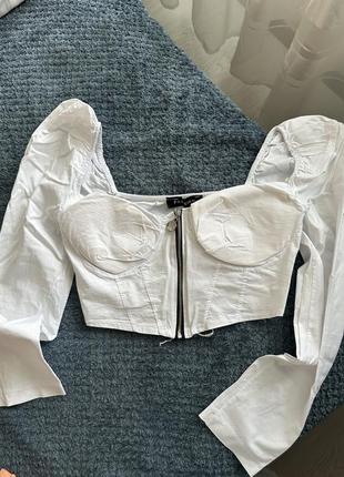 Котонова блузка корсет на молнії1 фото