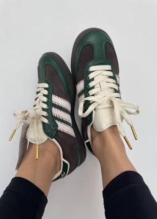 Женские кроссовки adidas samba x notitle green / brown premium.