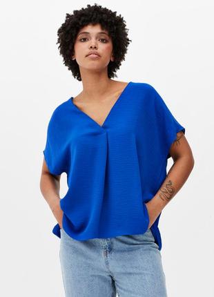 Матова блузка вільного крою кольору roal blue р.182 фото