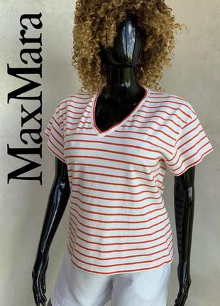 Max mara базовая итальянская футболка из хлопка в полоску