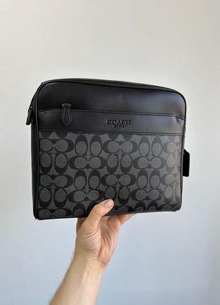 Сумка мессенджер coach charles camera crossbody messenger bag signature black