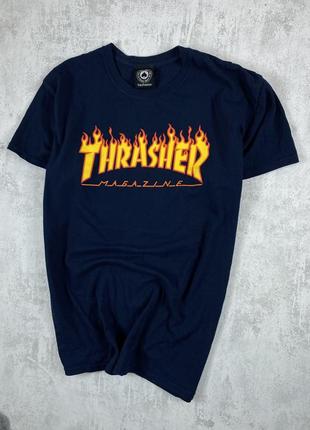 Темно-синя футболка thrasher: культовий центральний логотип3 фото