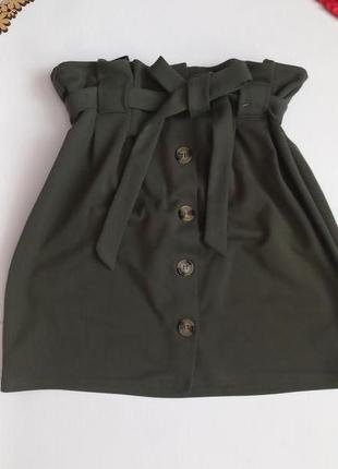 Зеленая короткая юбка-миди 48 46 размер2 фото