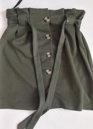 Зеленая короткая юбка-миди 48 46 размер6 фото