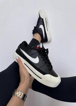 Найк корт лезвия черные с белым nike court legacy black / white