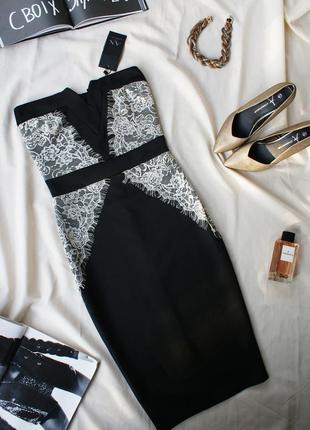Брендовое коктельное платье бюстье облегающая черная от ax paris3 фото