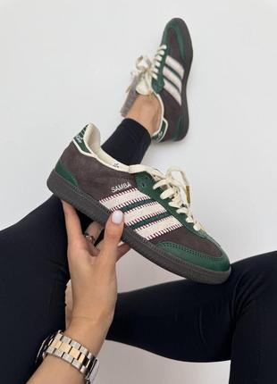 Адідас самба кеди зелені із коричневим adidas samba x notitle green / brown