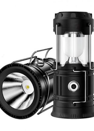 5800t ліхтарик акумуляторний кемпінговий із сонячною панеллю usb powerbank лампа світлодіодна