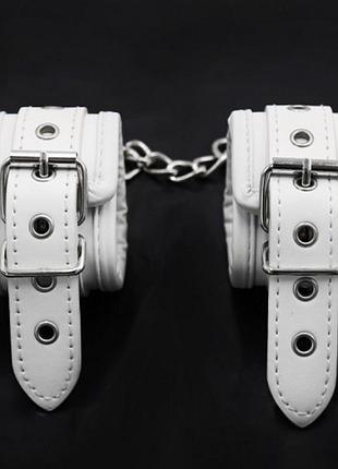Белые кожаные наручники супер шоп 6