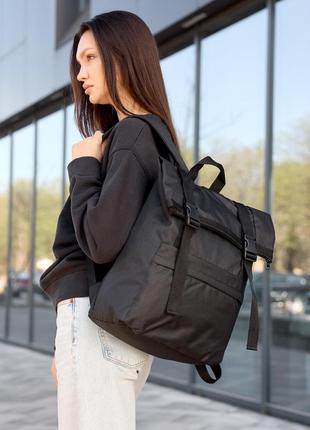 Жіночий рюкзак ролл sambag rolltop milton чорний тканевий7 фото