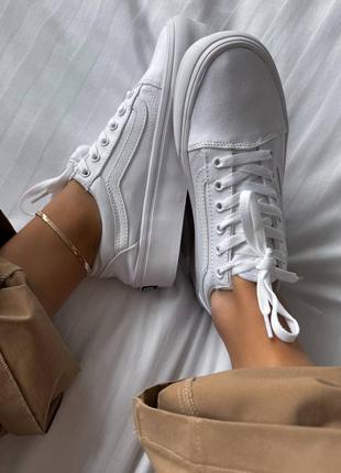 Ванс олд скул vans old school platform white4 фото