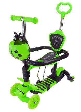 Самокат дитячий 3-х колісний scooter children's sc2501(green) 3в1 колеса що світяться, зелений