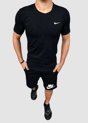 Летний мужской комплект nike футболка + шорты черный найк2 фото