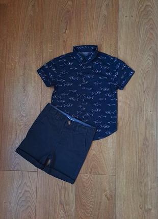 Летний нарядный набор для мальчика/рубашка с коротким рукавом для мальчика/летние шорты5 фото