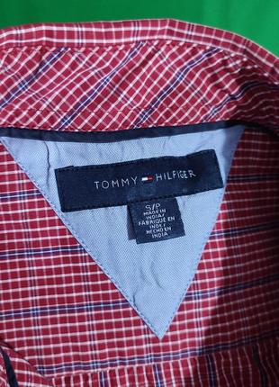 Чоловіча фірмова червона сорочка у клітинку tommy hilfiger, розмір s/p (ближче до м)5 фото