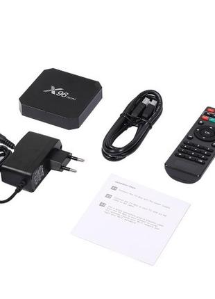 Приставка смарт тв бокс smart tv box x96 mini 4-ядерна 2гб/16гб андроїд 7.1.2 чорнa 4k