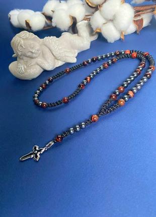 Розарій, вервиця з гематиту та ока бика