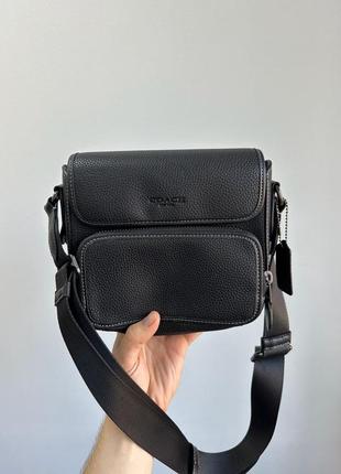 Сумка крос-боді coach sullivan flap crossbody in signature canvas total black