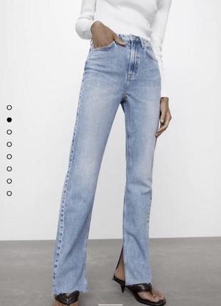 Женские голубые джинсы zara slim flare high rise 38 женские джинс брюки брюки брюки