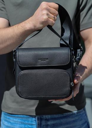 Сумка крос-боді coach sullivan flap crossbody in signature canvas total black