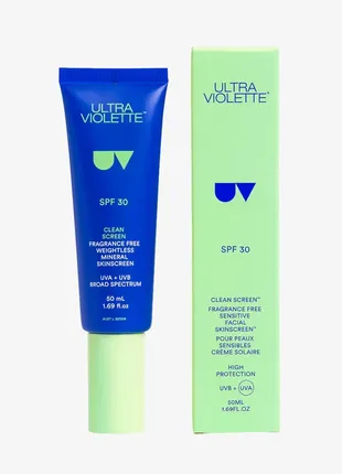 Ultra violet clean screen spf30 невесомый гель-солнцезащитный крем без отдушек, 50 мл