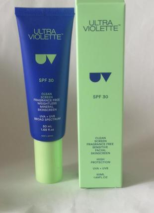 Ultra violet clean screen spf30 невесомый гель-солнцезащитный крем без отдушек, 50 мл3 фото