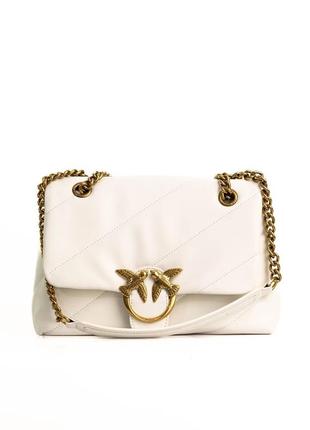 👜pinko big love bag puff maxi quilt white/gold