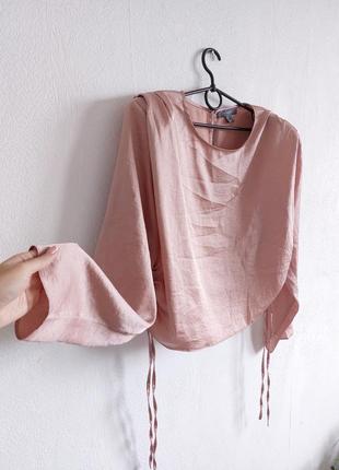 Сатінова блуза з зав'язками2 фото
