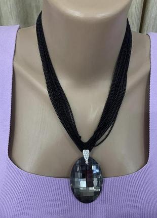 Колье  ожерелье из цепочек  с камнем большим