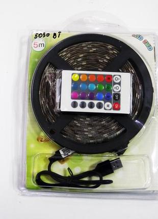 Светодиодная лента 5v usb led 5050 bluetooth rgb комплект 5 метров, разноцветная...