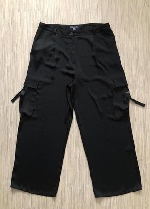 Комфортные широкие черные брюки карго от primark, размер 20/48, укр 56-58-60