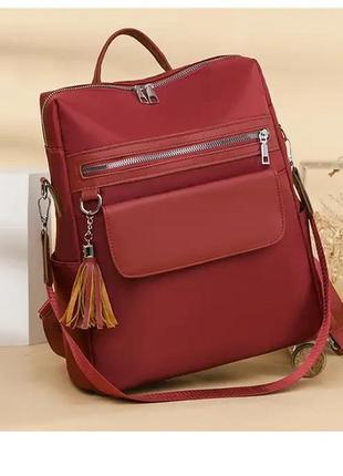 Жіночий рюкзак-сумка balina міський червоний повсякденний нейлоновий3 фото