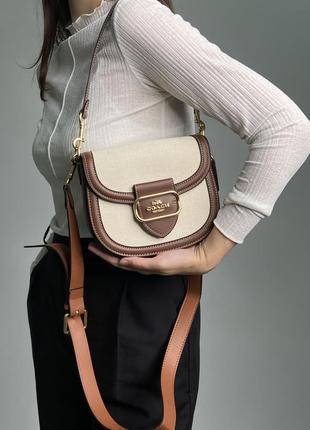 Жіноча сумка в стилі coach morgan saddle bag premium.